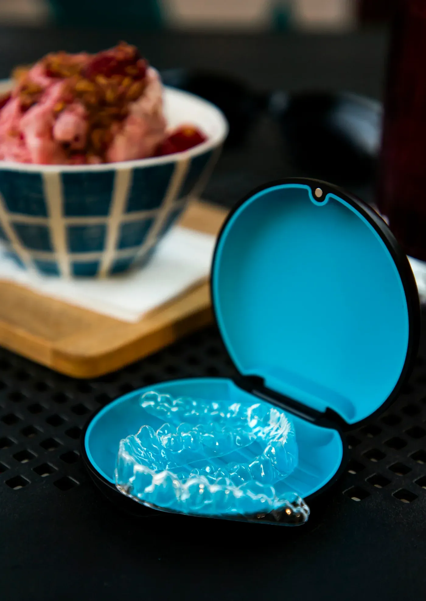 Clear aligners in an open case